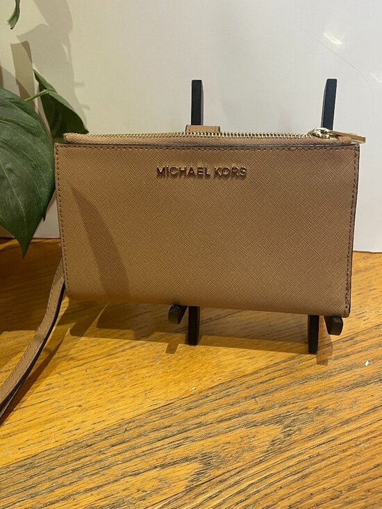 Michael Kors Handbags - Michael Kors JET SET TRAVEL Double Zip Wristlet in Brown